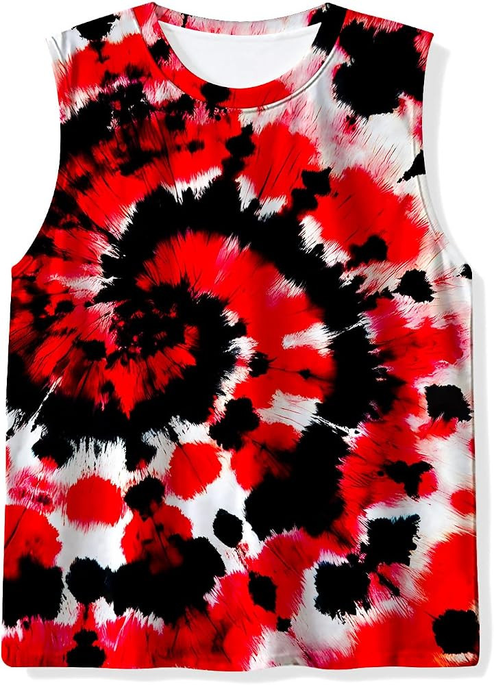 Kids Tie Dye Tank Tops Childrens Sleeveless T Shirts Hippies Tees for 5-14 Years Boys Girls | Amazon (US)