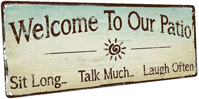 HBA Welcome to Our Patio Metal Sign, Outdoor Living, Rustic Decor | Amazon (US)