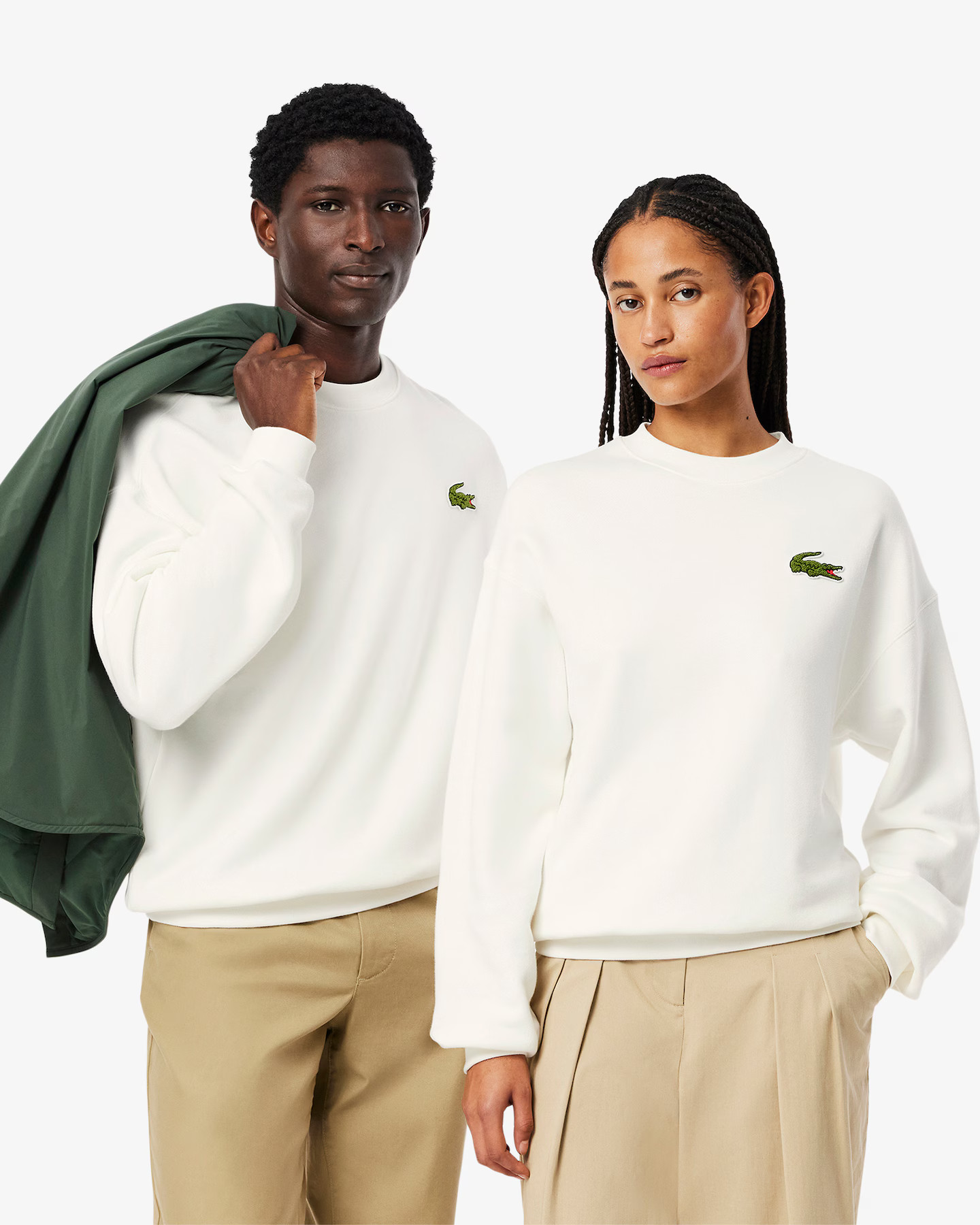 Unisex Loose Fit Badge Accent Fleece Sweatshirt | Lacoste (US)