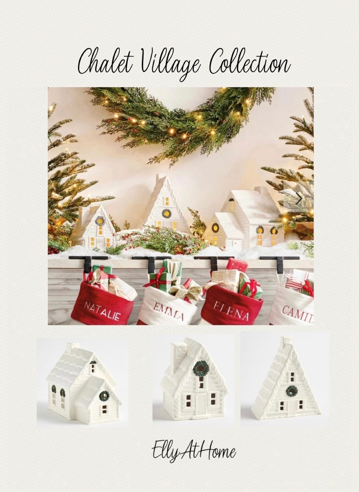 New charming chalet village at Pottery Barn! Also shop mantle styling, stockings wreaths, garland some. Stockings ship free

#LTKdayinmylife #LTKHome #LTKSeasonal