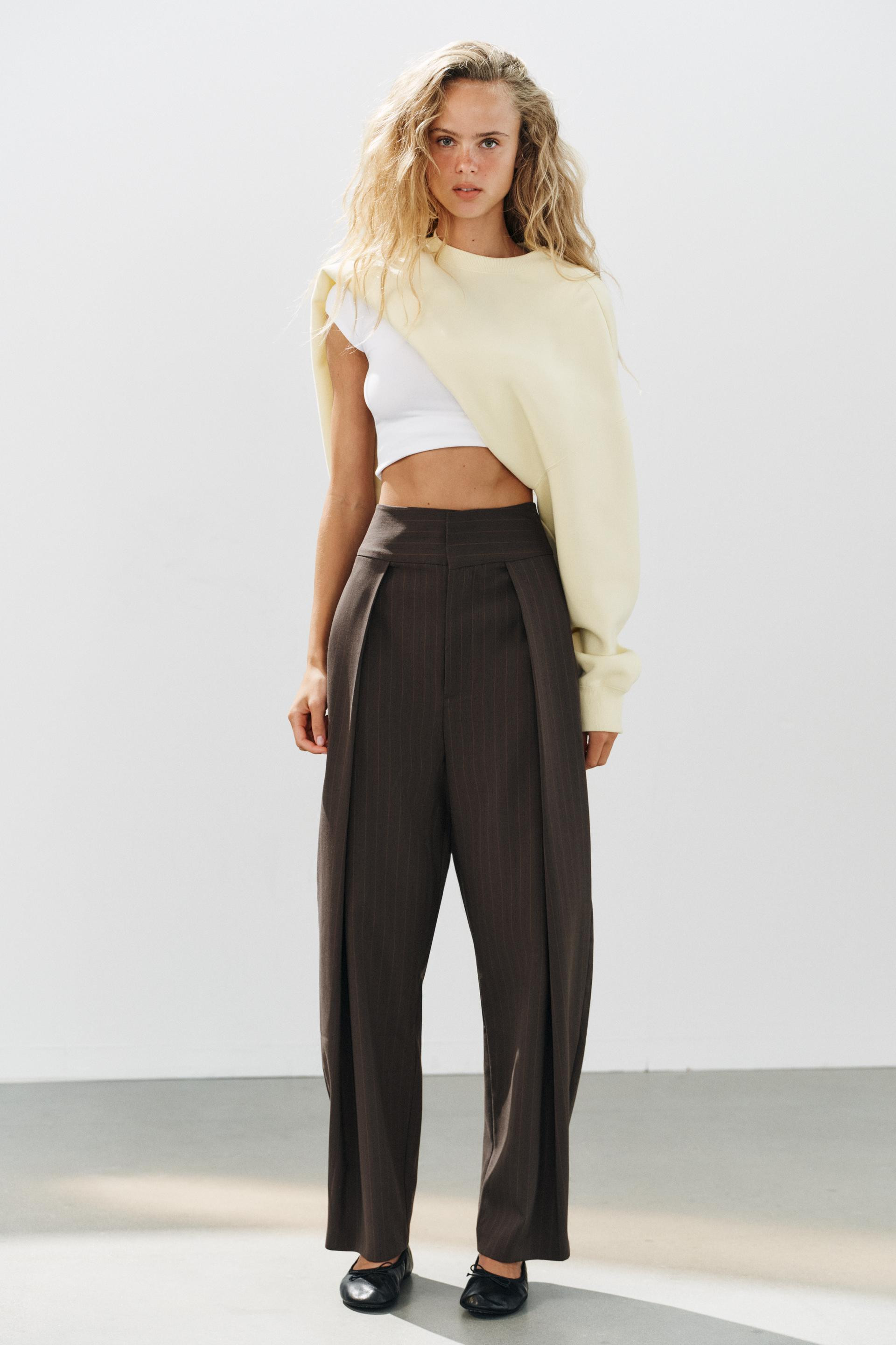 High-waisted pants made of a viscose blend. Front pleat detail. Hidden side in-seam pockets. Fron... | Zara US