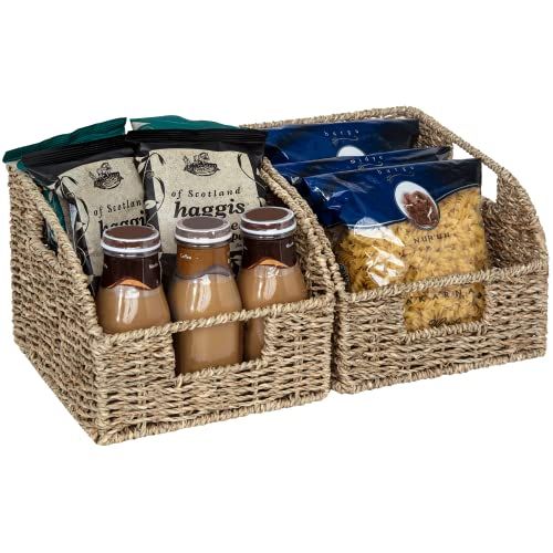 StorageWorks Seagrass Wicker Baskets with Built-in Handles, Hand Woven Baskets for Organizing, 8 ½"L | Amazon (US)