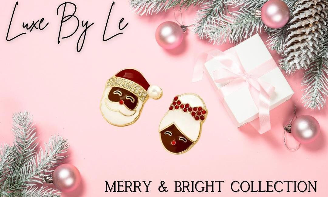 Santa & Mrs. Clause Stud Earrings Festive Red, White, and Gold Accessories Black Santa Boutique S... | Etsy (US)