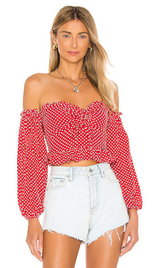 Arianna Top in Red & White Dot | Revolve Clothing (Global)