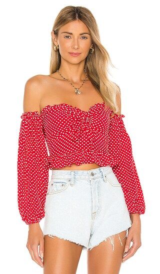 Arianna Top in Red & White Dot | Revolve Clothing (Global)