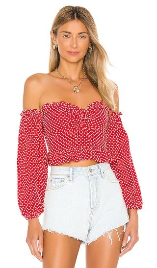 Arianna Top in Red & White Dot | Revolve Clothing (Global)