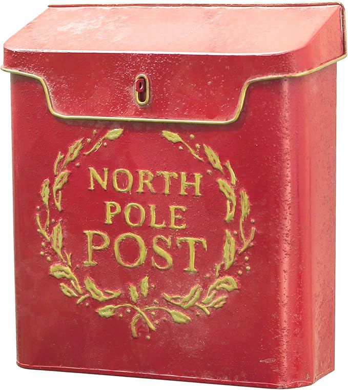 Letters to Santa Mailbox Wall Mount North Pole Post Vintage Red Mailbox Decoration Christmas Farm... | Amazon (US)