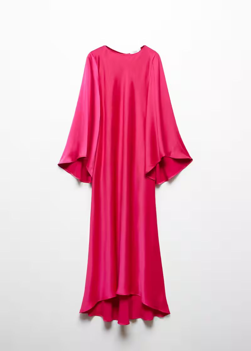 Flared-sleeve satin dress -  Women | Mango USA | MANGO (US)
