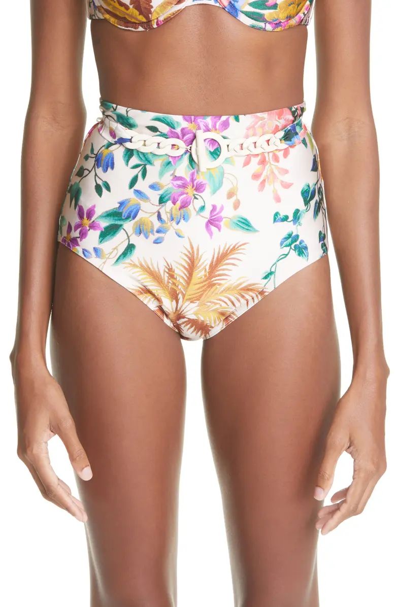 Zimmermann Tropicana Floral High Waist Bikini Bottoms | Nordstrom | Nordstrom