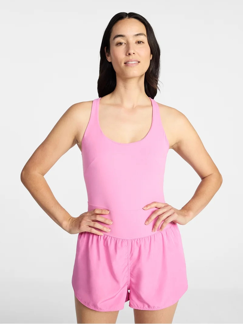 Avia Women's Cross Back Active Romper, Sizes XS-XXXL | Walmart (US)