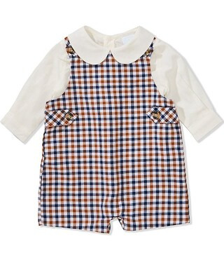 Edgehill Collection Baby Boys Long Sleeve Plaid Jon Jon Romper | Dillard's | Dillard's