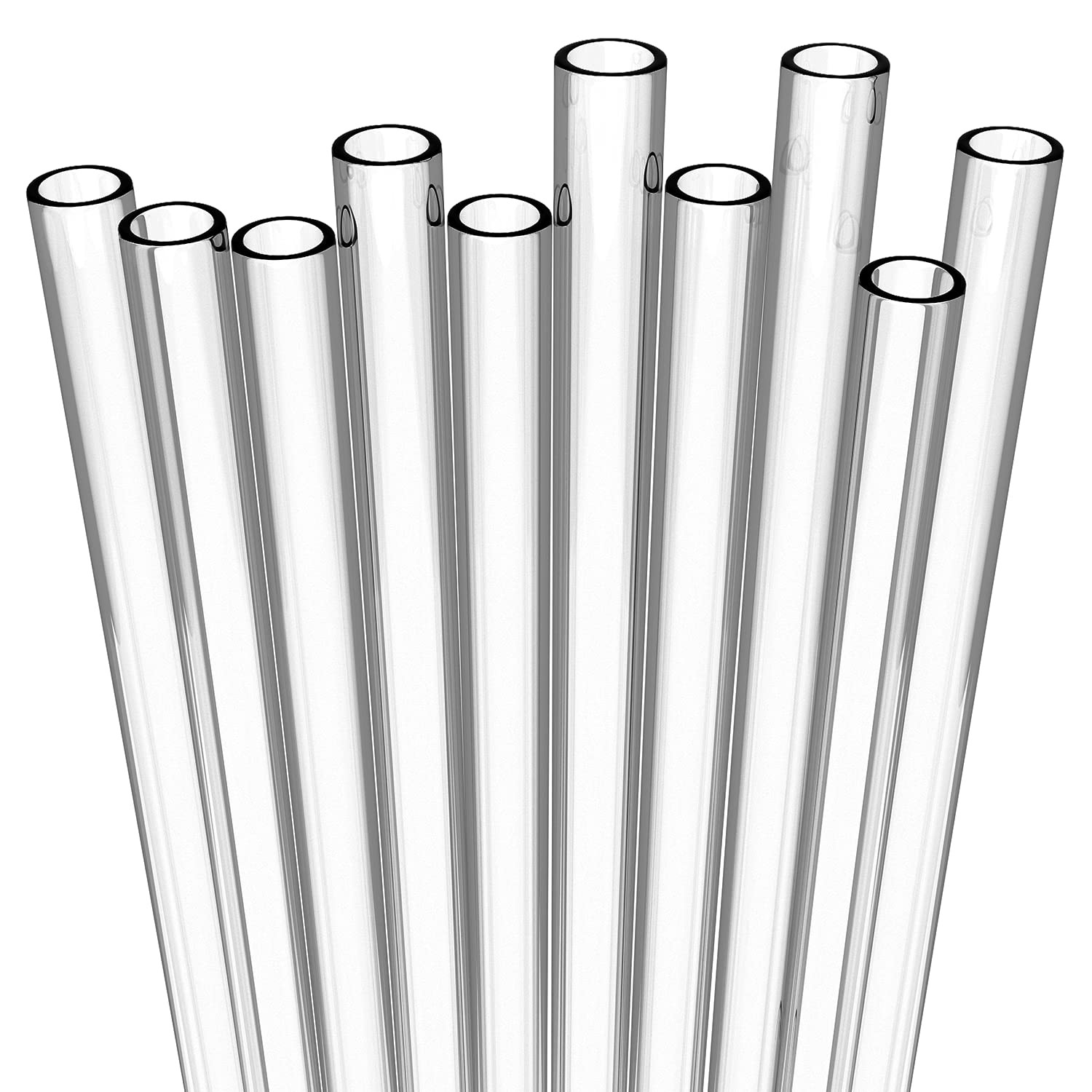 10 Long Clear Straws - Hard Clear Plastic Reusable Drinking Straws + Sturdy Cleaning Brush - for ... | Amazon (US)