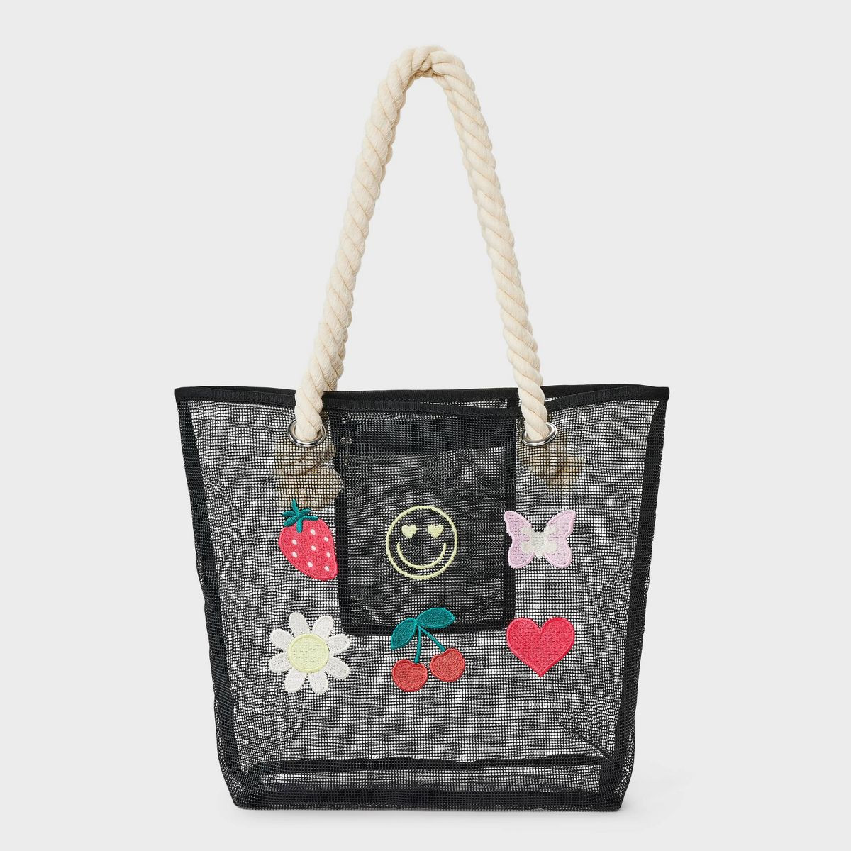 Girls' Mesh with Icons Swim Tote - art class™ Black | Target