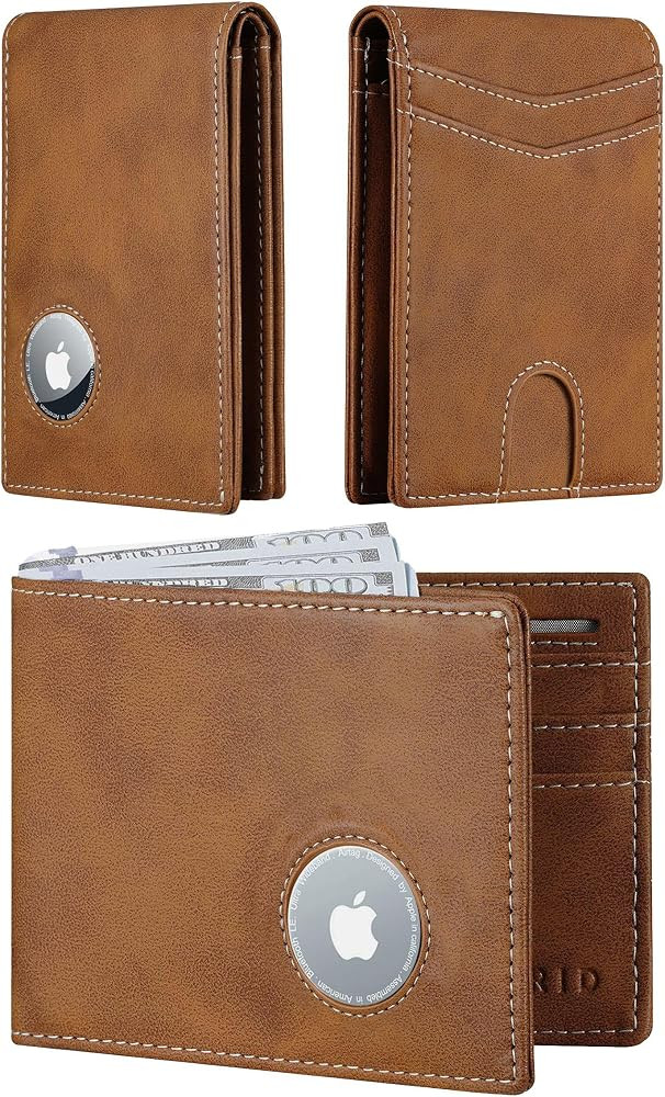 furid Leather Wallet Compatible with Airtag: Slim Air Tag Wallet for Men RFID Blocking, Bifold, F... | Amazon (US)