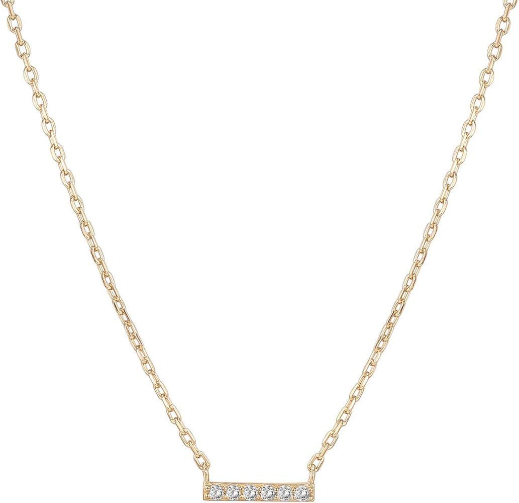 PAVOI 14K Gold Plated Bar and Delta Pendant | Layered Necklaces | Gold Necklaces for Women | 18" ... | Amazon (US)