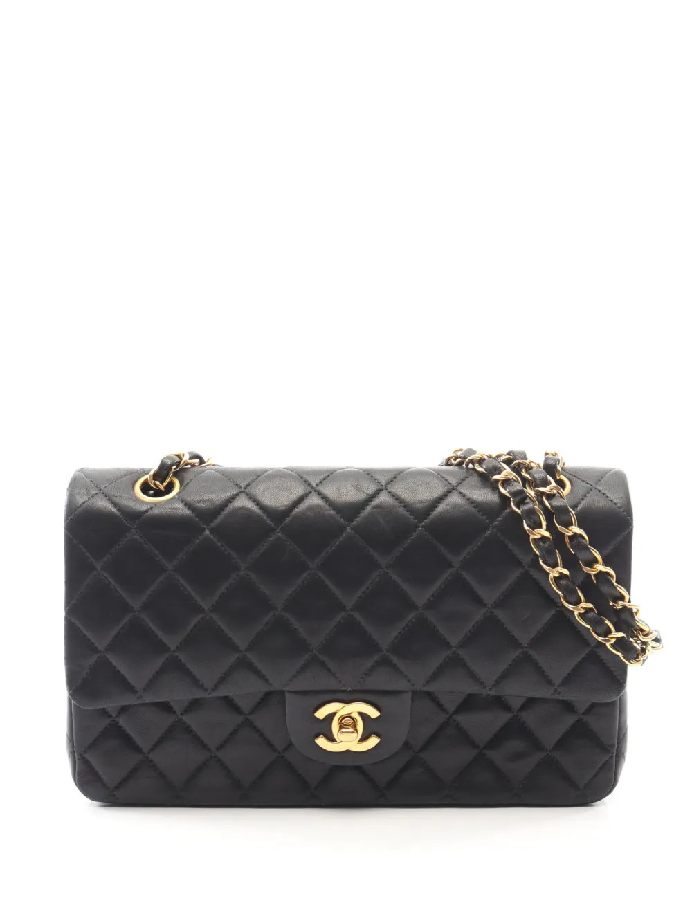 CHANEL Pre-Owned 2000-2002 Medium Classic Lambskin Double Flap Shoulder Bag | Black | FARFETCH UK | Farfetch Global
