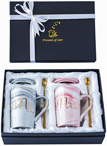 Jumway Mr and Mrs Coffee Mugs - Wedding Gifts for Bride and Groom - Gifts for Bridal Shower Engag... | Amazon (US)