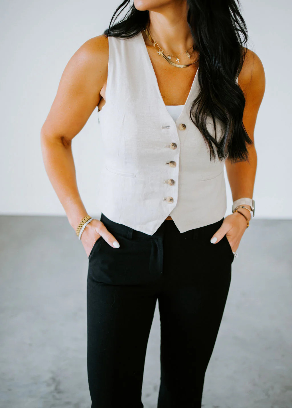 Calissa Linen Crop Vest | Lauriebelles