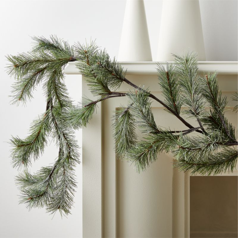 Flocked Pine LED Holiday Garland 84" | CB2 | CB2
