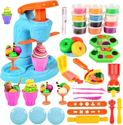 Play Color Dough Sets for Kids Ages 3-8 ,34 Pcs Dough Ice Cream Toy Kitchen Party Creative Game S... | Amazon (US)