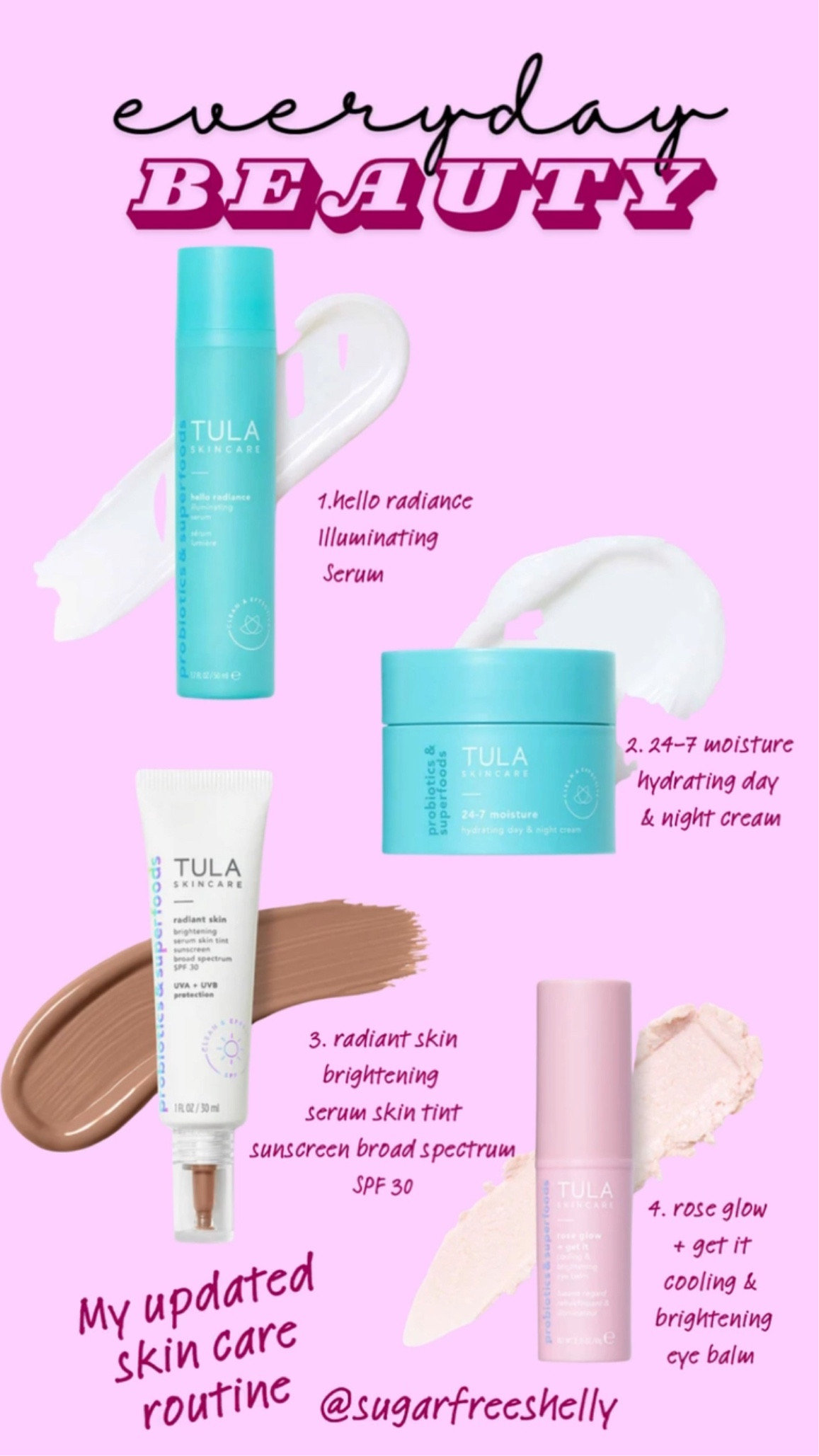 Tula Serum, moisturizer, tinted moisturizer, and cooling eye balm! Perfect for adding to your vacation resort wear finds! 

#LTKWorkwear #LTKBeauty #LTKTravel