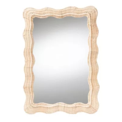 bali & pari Hasana Bohemian Natural Scallop Rattan Accent Wall Mirror | Belk