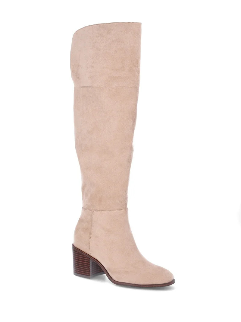 Time and Tru Women's Block Heel Over the Knee Boot, Wide Width Available - Walmart.com | Walmart (US)