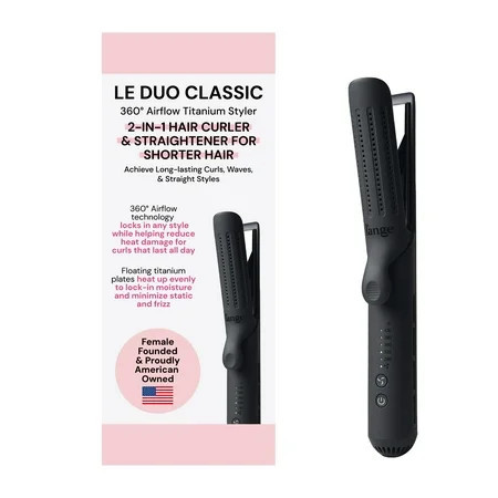 L'ange Hair Le Duo 360 Airflow Styler, Titanium Flat Iron Hair Straightener (Black) | Walmart (US)