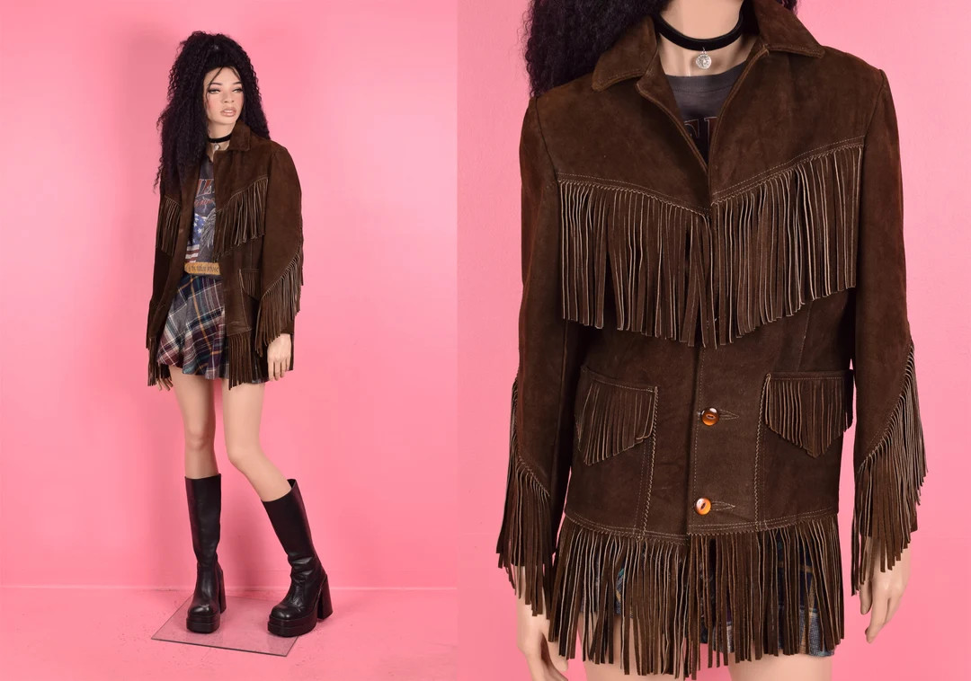 Vintage 60s Brown Suede Fringe Jacket/ Gender-neutral Medium/ 1960s - Etsy | Etsy (US)