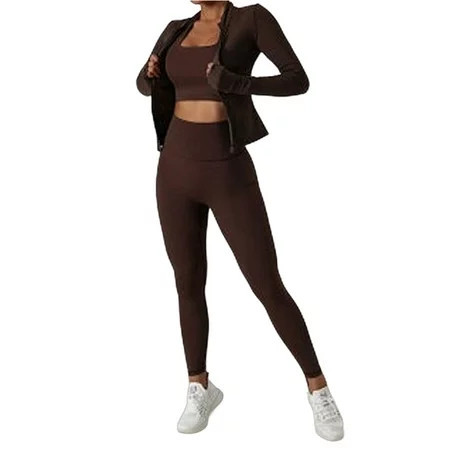 Women s Gym Wear Workout Suit Set Athletic Sports Sweatsuit Tracksuit 2 Pcs | Walmart (US)