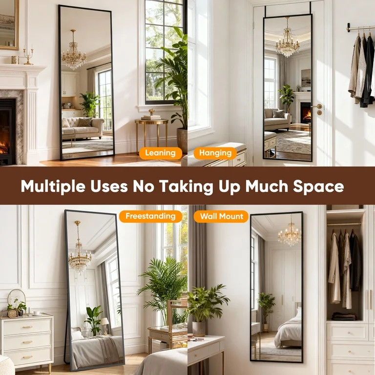 Antok 3-in-1 48" x 14.1" Full Length Mirror, Door Mirror, Wall-Mounted Mirror - Stands, Leans on ... | Walmart (US)
