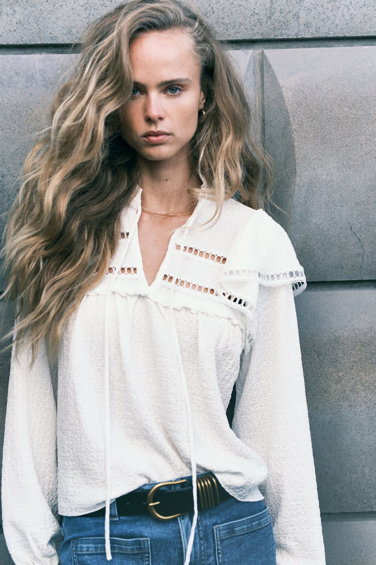 Textured Jersey Blouse - Cream - Ladies | H&M US | H&M (US + CA)