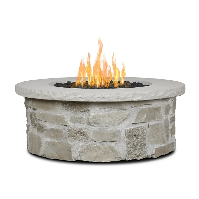 Real Flame Scottsdale 40" Round Propane Fire Pit Table in Beige | Walmart (US)