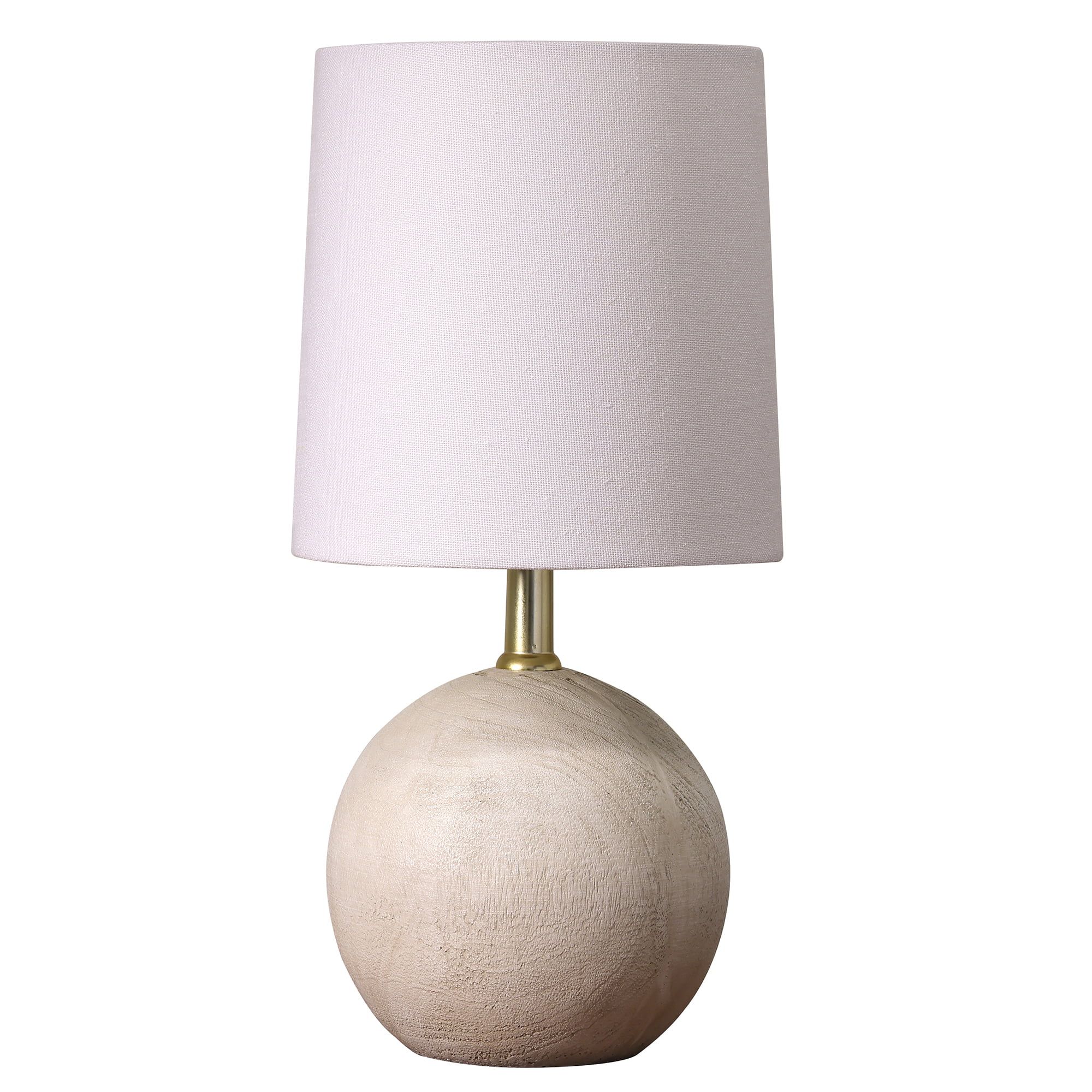 Xtreme Mini Ball Natural Grey Resin Lamp with White Fabric Shade, LED Light Bulb Not Included | Walmart (US)