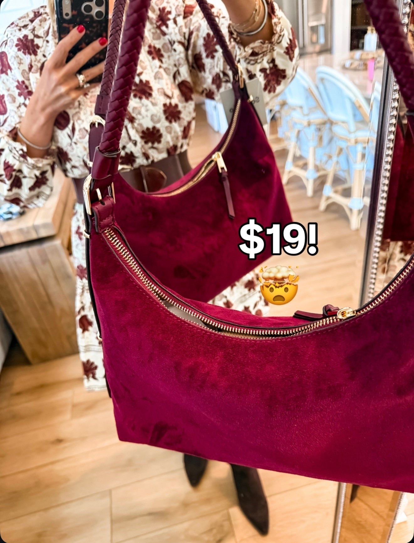 This burgundy bag is only $19 and looks SO much more expensive! 😍 The suede texture, braided strap, and gold details are so good for fall!
burgundy handbag, $19 bag, suede shoulder bag, fall handbags, affordable accessories, burgundy purse, designer inspired bag, fall fashion finds, women over 40 style, themominstyle