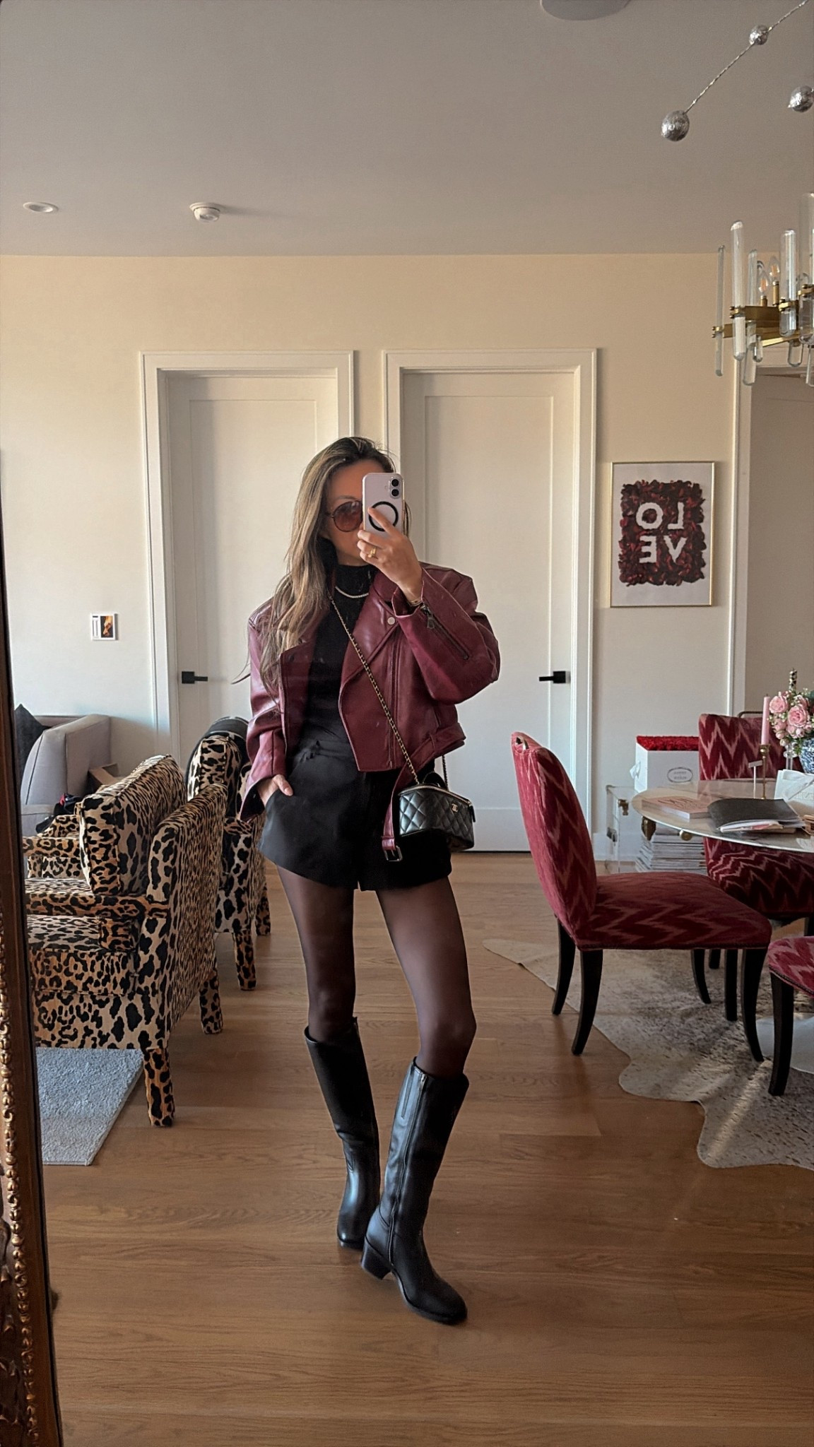 Ootd. Best waterproof leather boots, burgundy moto jacket, my fav shorts, nylons and amazon bodysuit  
Boots JENNIFER15 gets 15% off. 

#LTKHoliday #LTKStyleTip