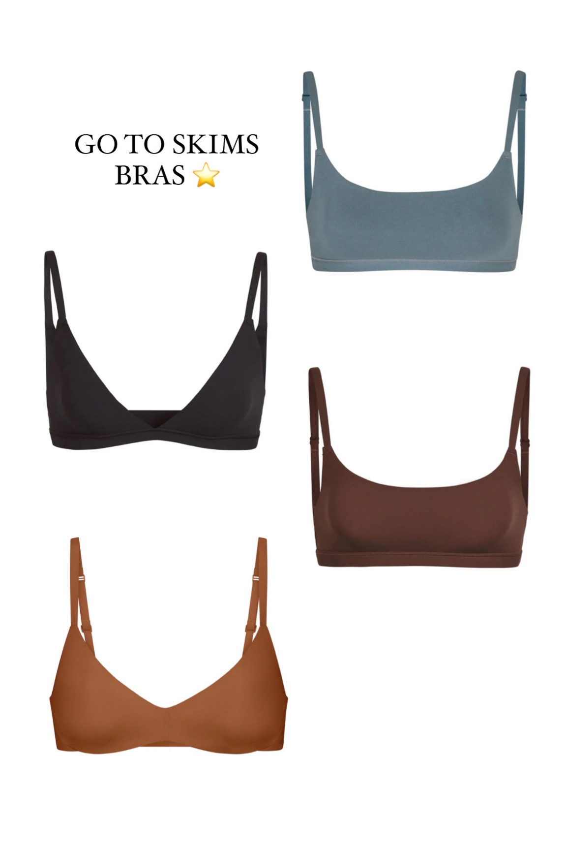 My go to SKIMS bras. All great under t shirts 😭😭 