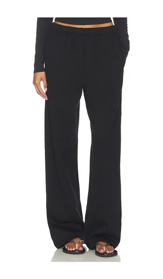 SKIMS Cotton Fleece Classic Straight Leg Pant in Black. - size S | Revolve Clothing (Global)