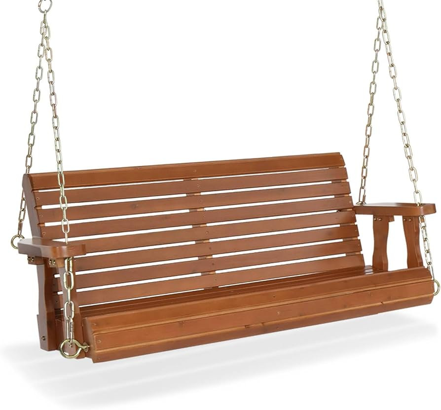VINGLI Upgraded Patio Wooden Porch Swing for Courtyard & Garden, Heavy Duty 880 LBS Swing Chair B... | Amazon (US)