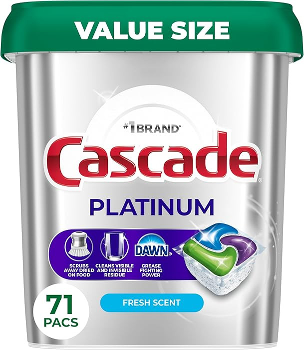 Cascade Platinum Dishwasher Pods, Dishwasher Detergent, Dish Detergent Soap, Fresh, 71 count | Amazon (US)
