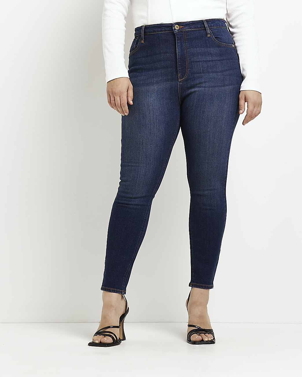 Plus blue bum sculpt skinny jeans | River Island (US)