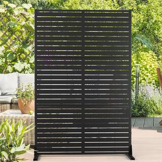 72 in.H x 47 in.W Galvanized Metal Wall Sculptures Outdoor Privacy Screens Garden Fence Louvered ... | The Home Depot