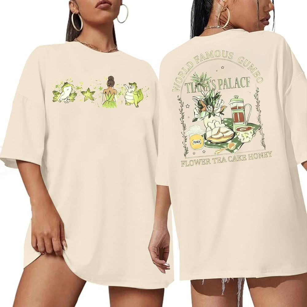 Magic Kingdom Shirts for Women The Princess and The Frog Shirt Flower Tea Cake Honey Tees Graphic... | Amazon (US)