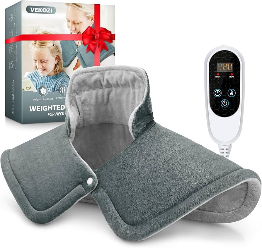 Heating Pad for Neck and Shoulders, 2lb Weighted Neck Heating Pad for Back Pain Relief, 6 Heat Se... | Amazon (US)