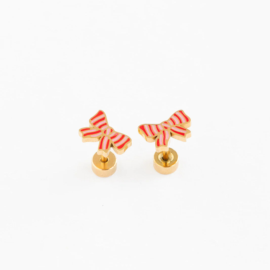 Striped Bow Stud Earring | Pip Pop Post