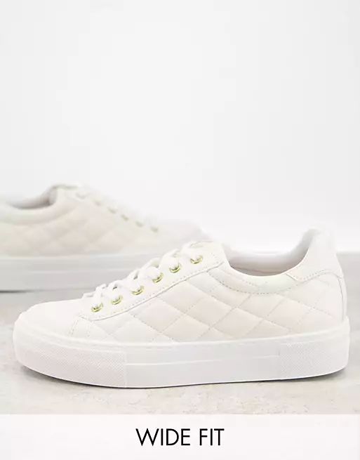 ASOS DESIGN Wide Fit Vine chunky sole lace up sneakers in white | ASOS (Global)