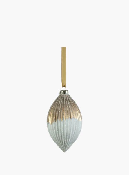 Ribbed Two-Toned Glass Tear Drop Ornament 5.25in | The Style Edit Collective