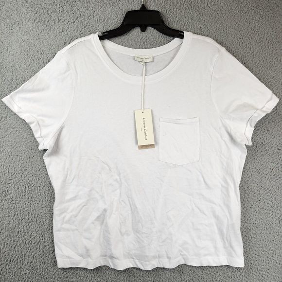 Forever Comfort by NYDJ Cuffed Crewneck Pocket T-Shirt Women's XL Optic White | Poshmark