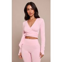 Petite Pink Super Soft Wrap Top | PrettyLittleThing US