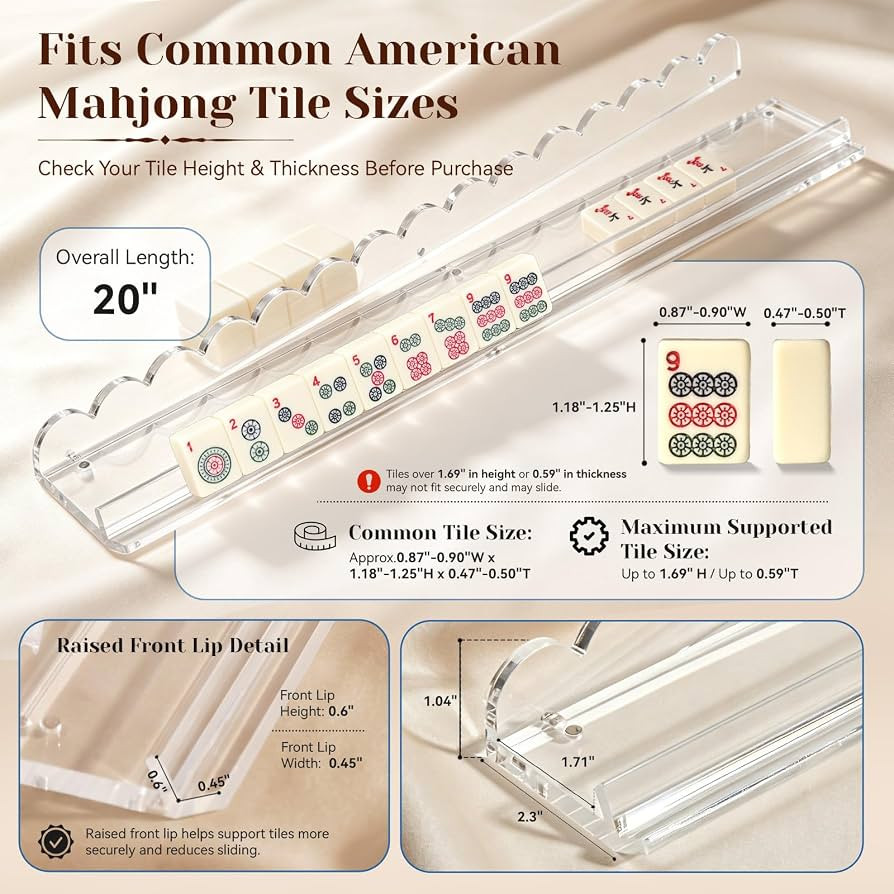 Mahjong Racks with Magnetic Pushers, Set of 4, 20 Inch Clear Premium Thickened Acrylic Scalloped ... | Amazon (US)